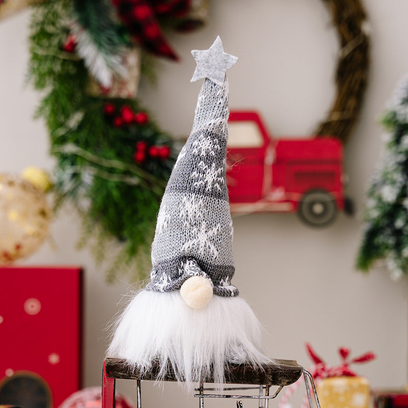 Wholesale Christmas Decorations Faceless Doll Forest Old Man Snowflake Knitted Hat with Light